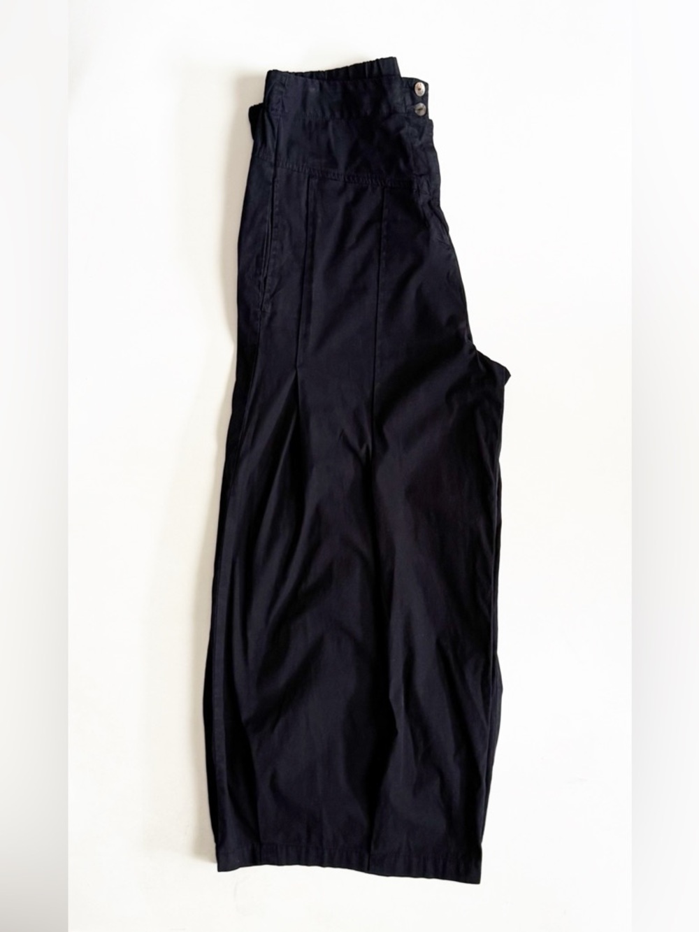 Eleven Stitch Design Wide Leg Pants Large Black Cotton Poplin Minimalist Boho - Picture 8 of 10